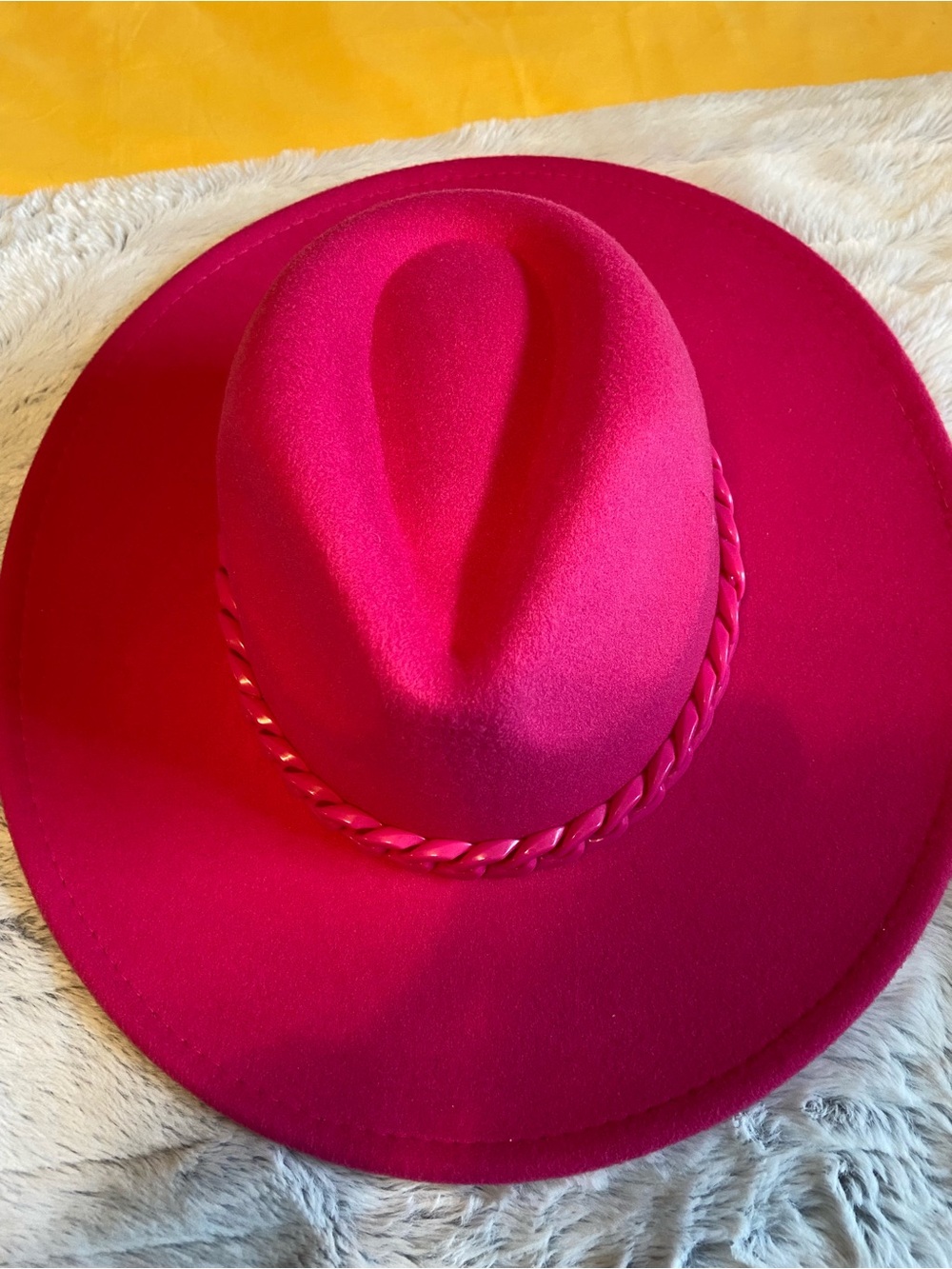 Cato Wide-Brim Felt Fedora - Hot Pink